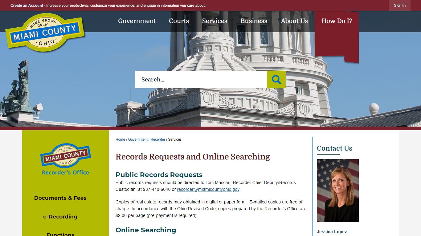 Records Requests and Online Searching - Miami County, OH